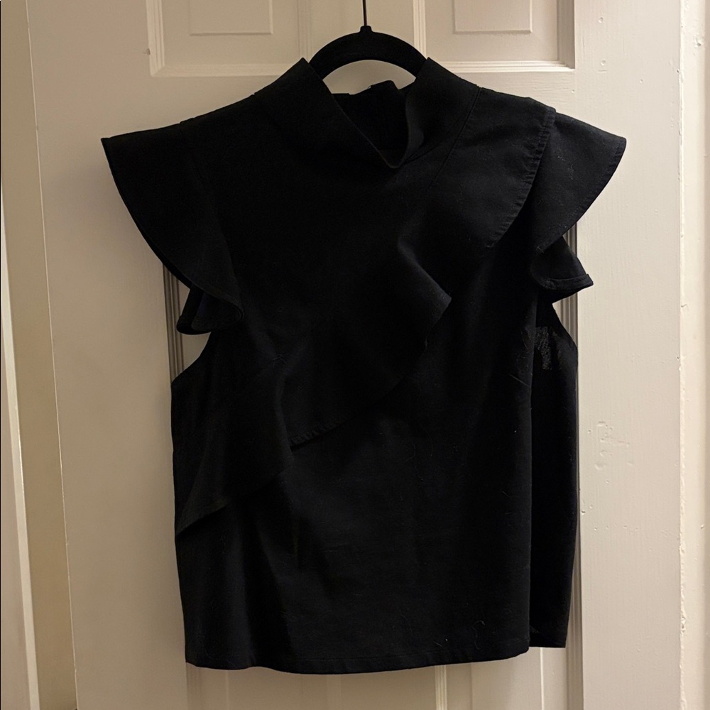 McGuire Chic Black Ruffled Women's Sleeveless Blouse